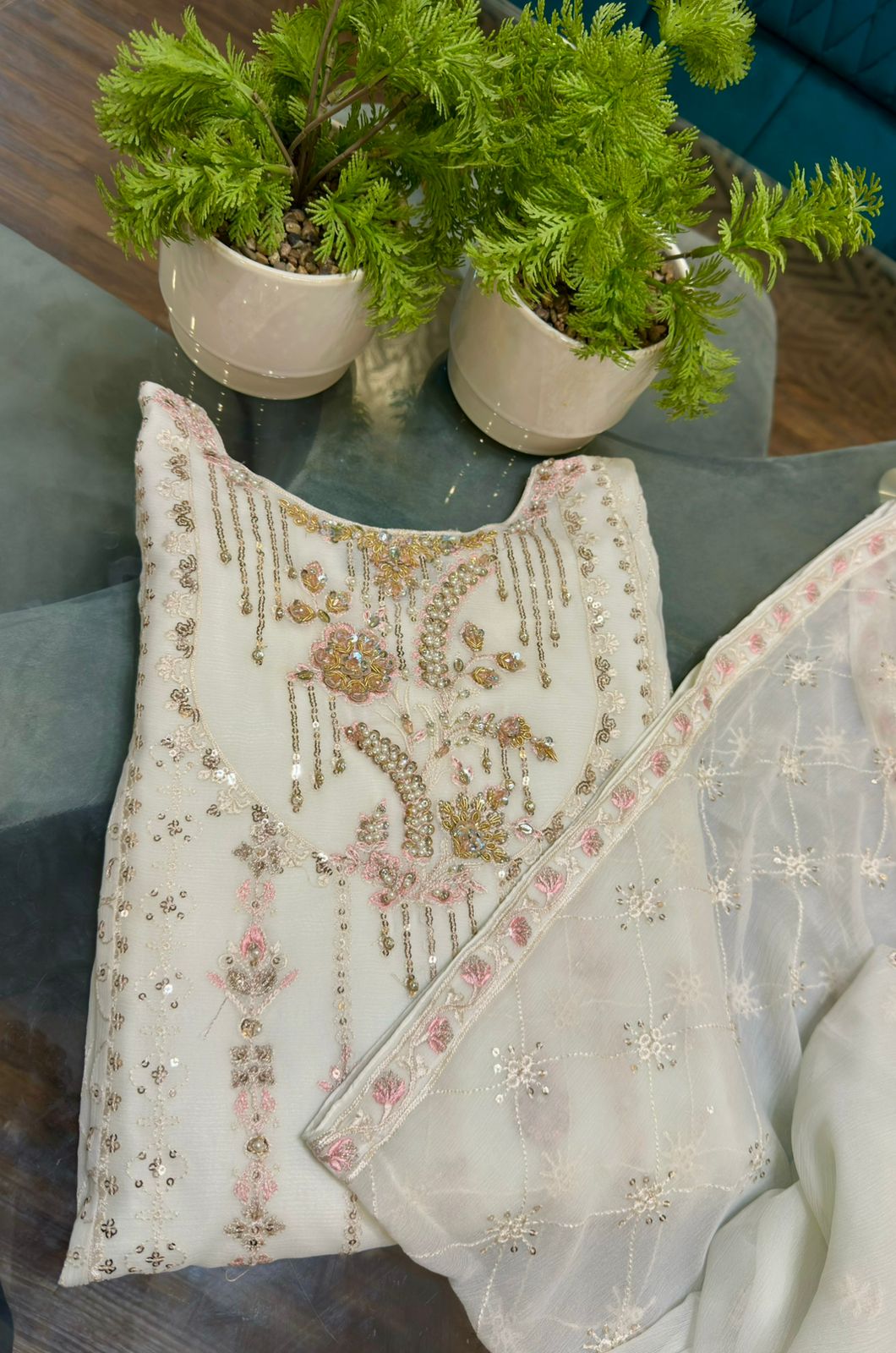 3 Piece - Chiffon Embroidered Suit