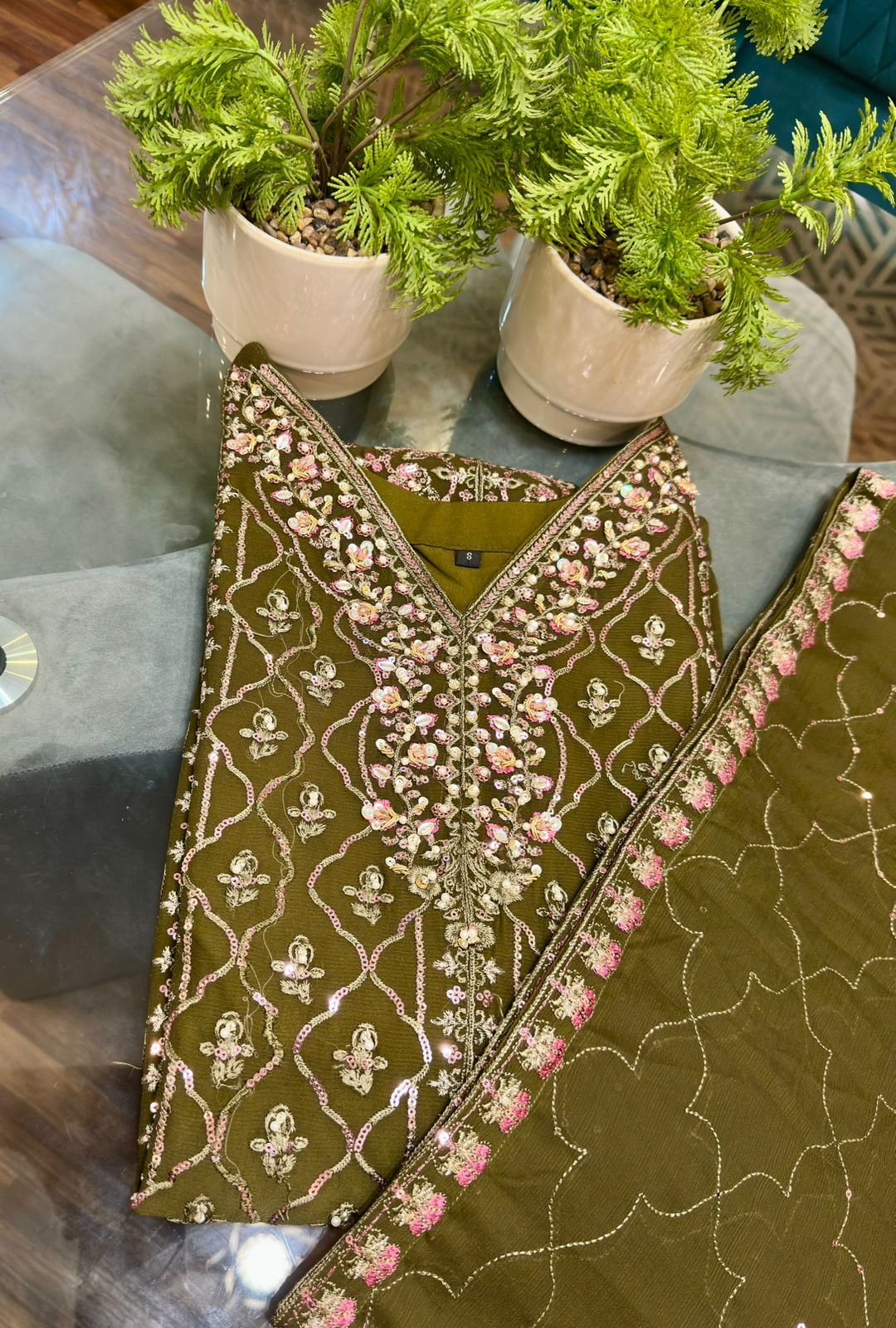 3 Piece - Chiffon Embroidered Suit