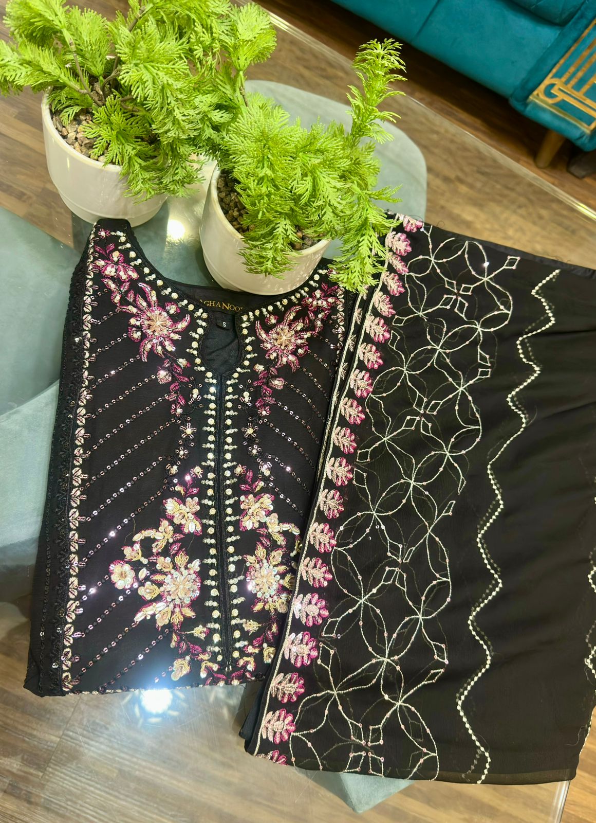 3 Piece - Chiffon Embroidered Suit