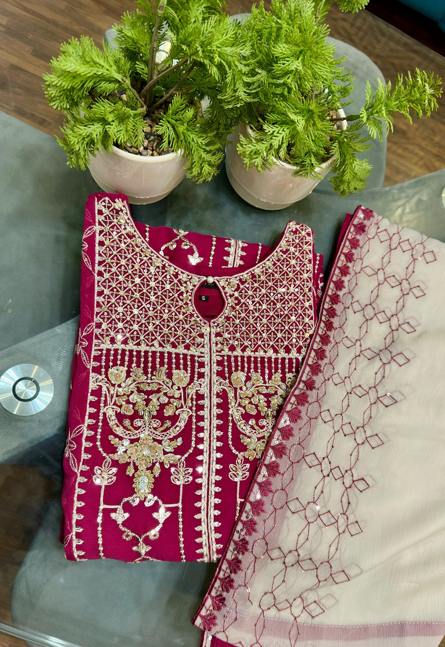 3 Piece - Chiffon Embroidered Suit