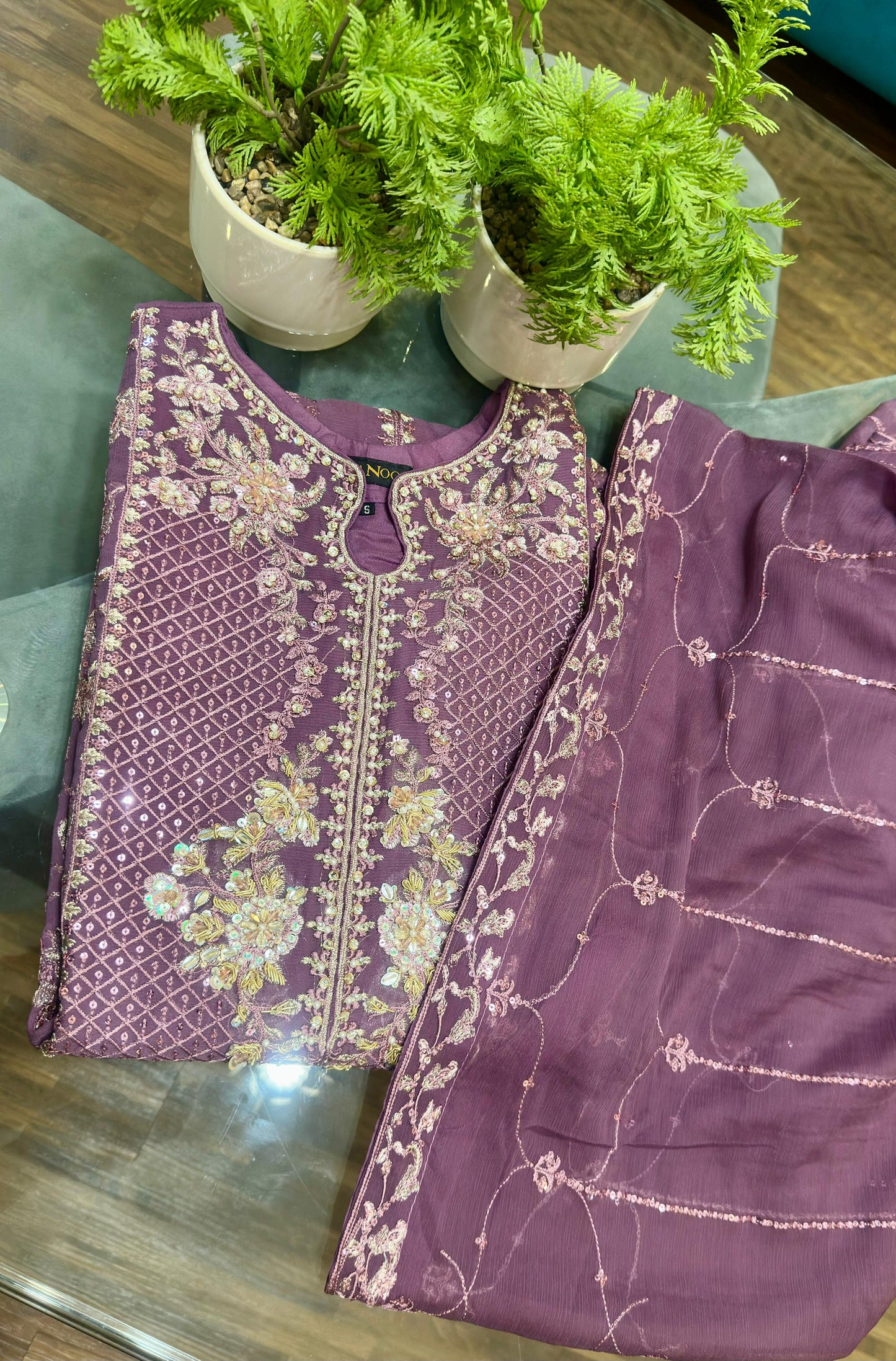 3 Piece - Chiffon Embroidered Suit