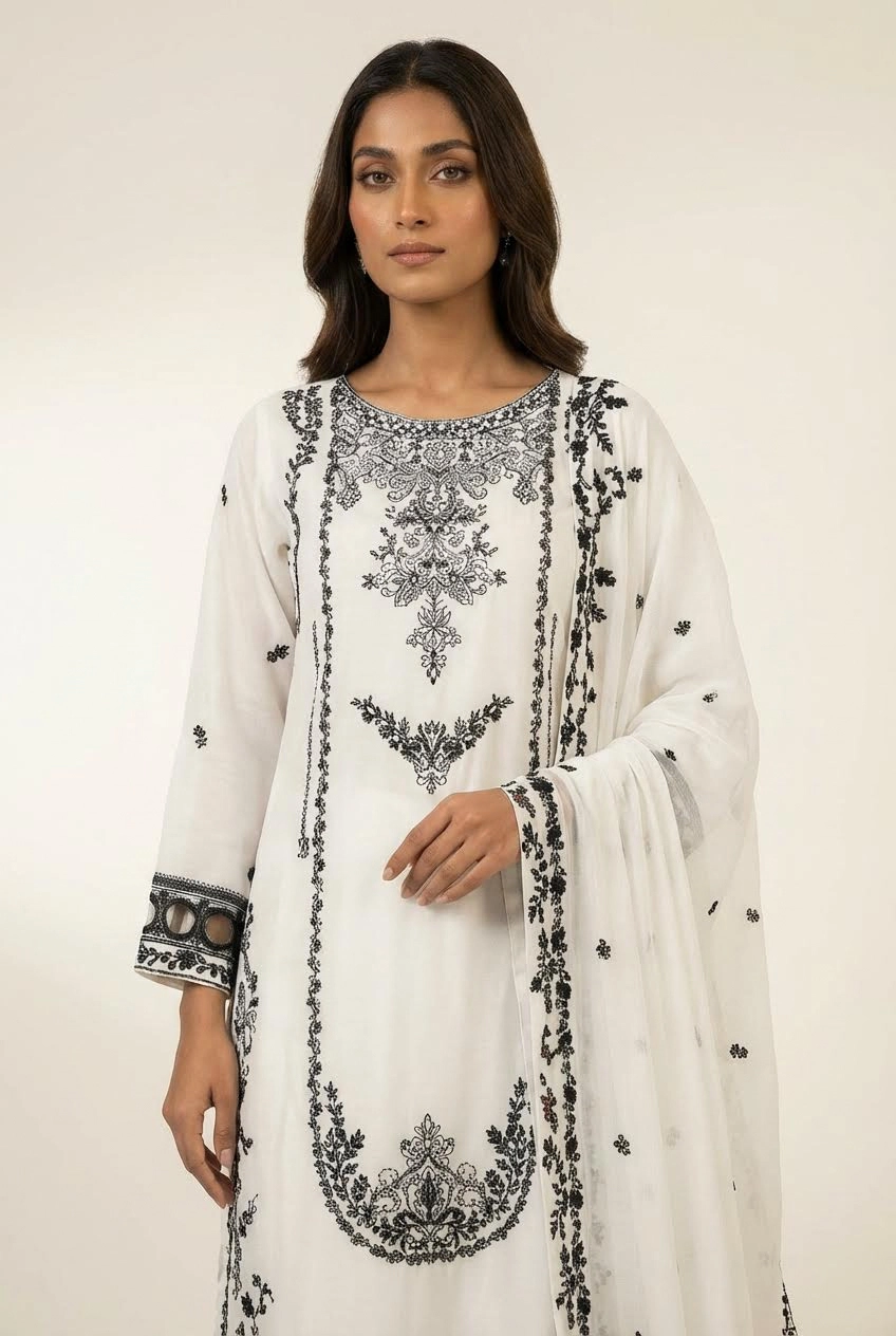 Pearl Whisper — Luxury Chiffon Plazzo Ensemble (3PC)