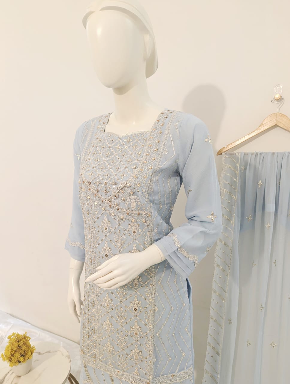 3 Piece - Chiffon Sharara Suit