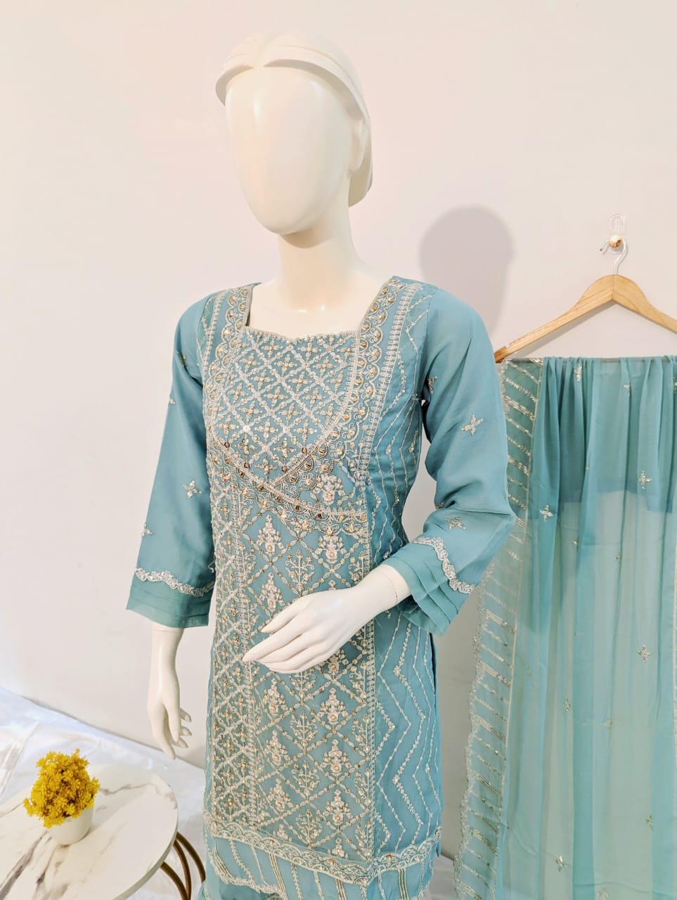 3 Piece - Chiffon Sharara Suit