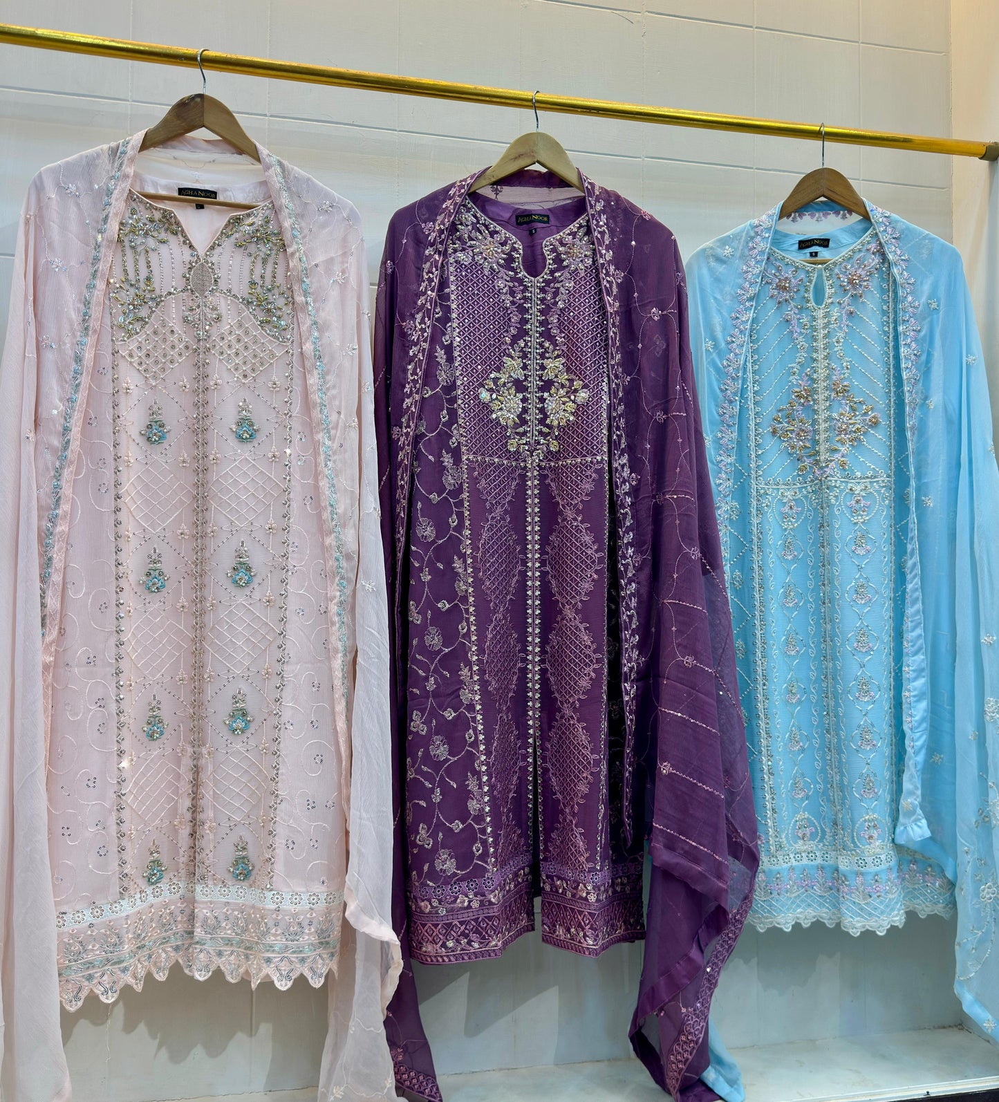 3 Piece - Chiffon Embroidered Suit