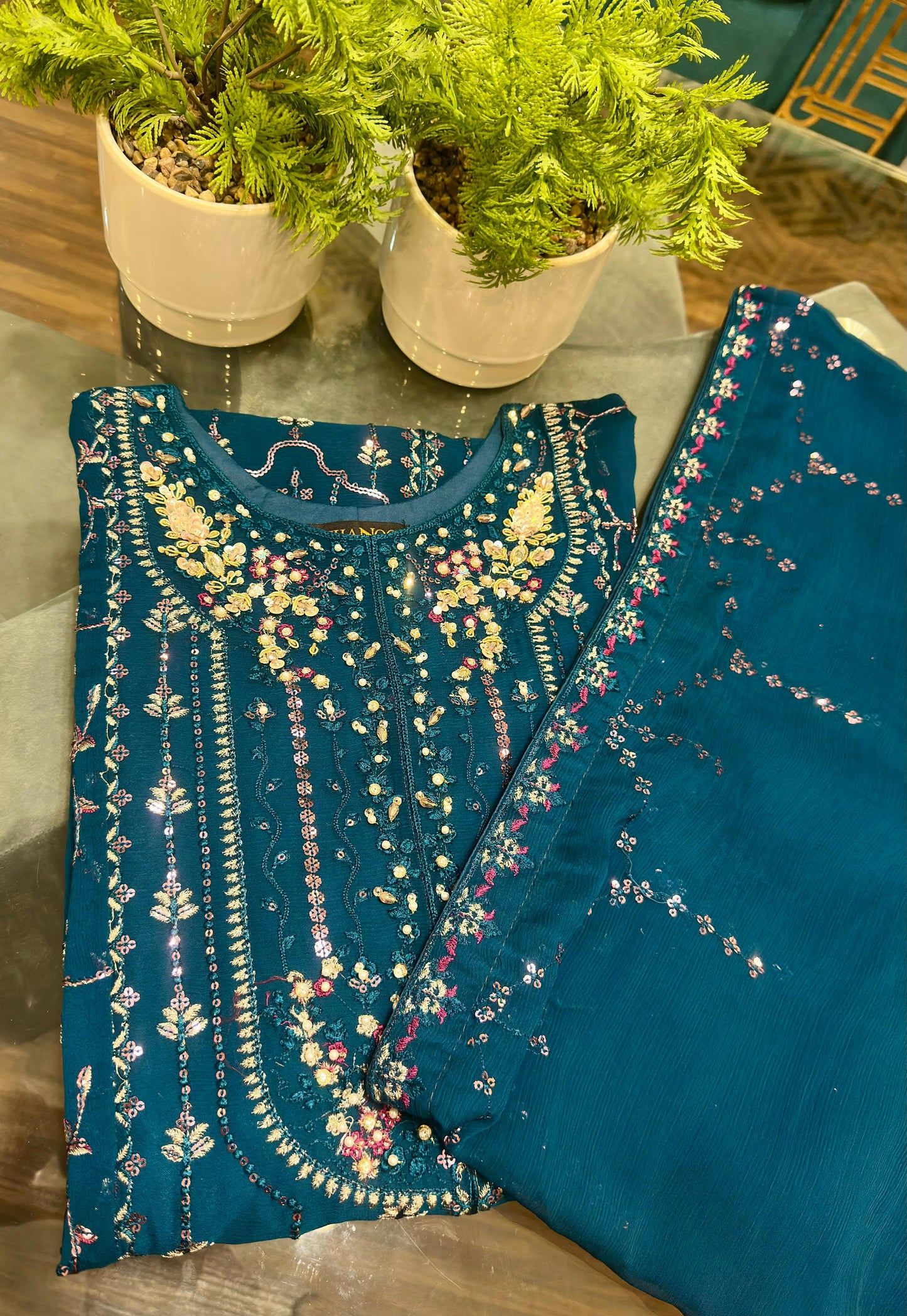 3 Piece - Chiffon Embroidered Suit