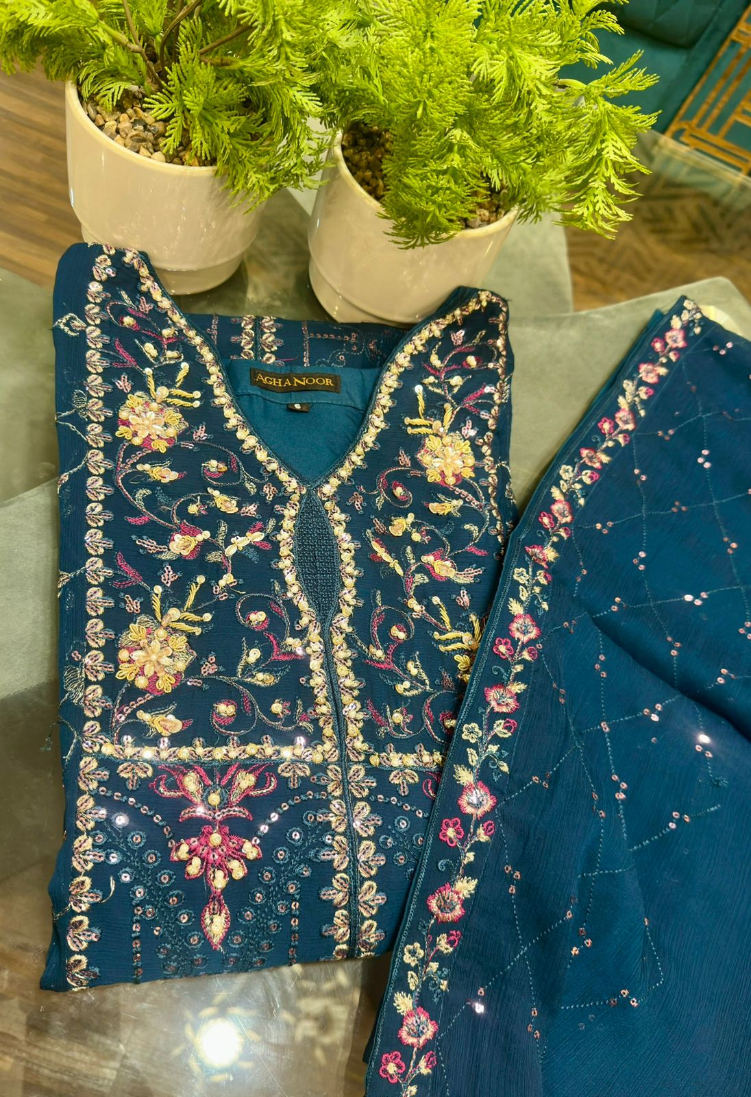 3 Piece - Chiffon Embroidered Suit