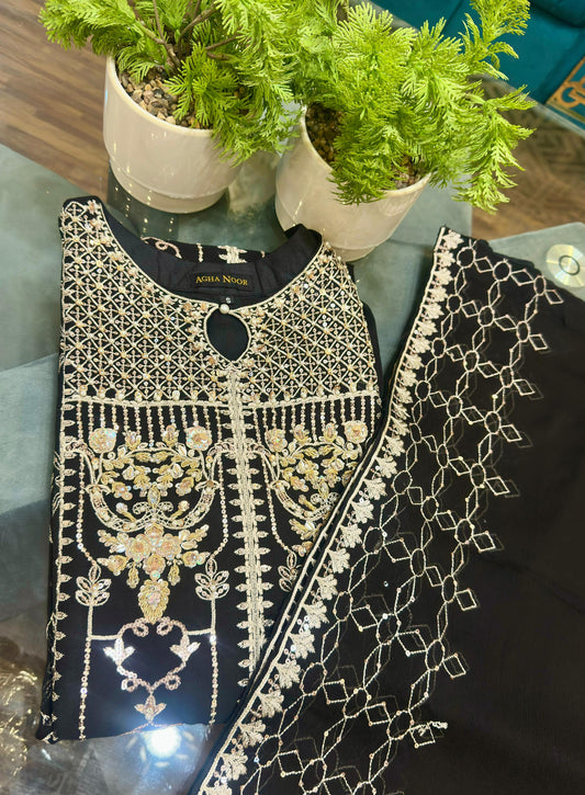 3 Piece - Chiffon Embroidered Suit