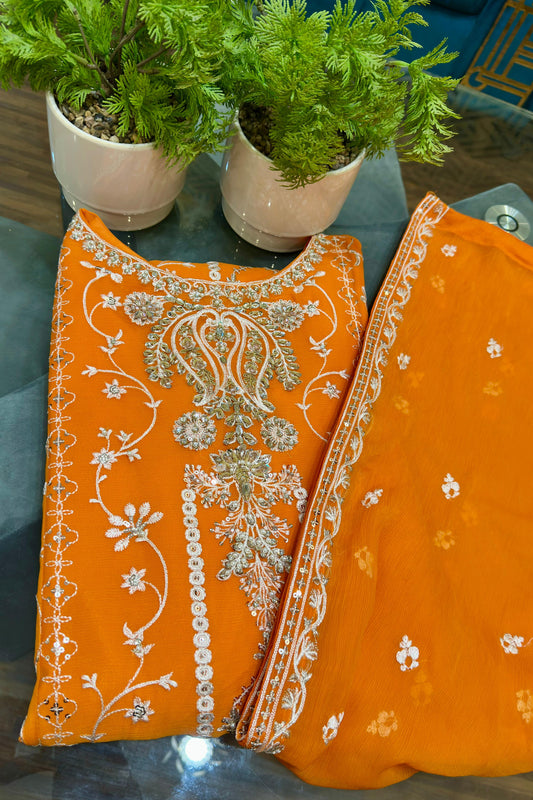 3 Piece - Chiffon Embroidered Suit