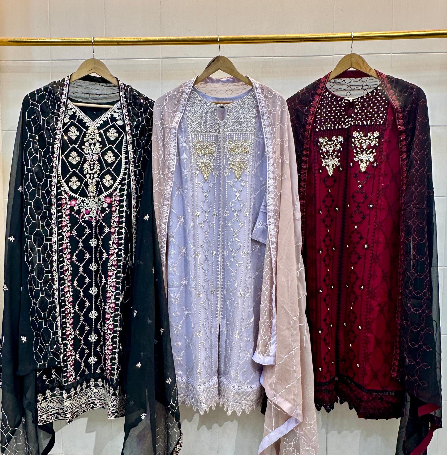 3 Piece - Chiffon Embroidered Suit