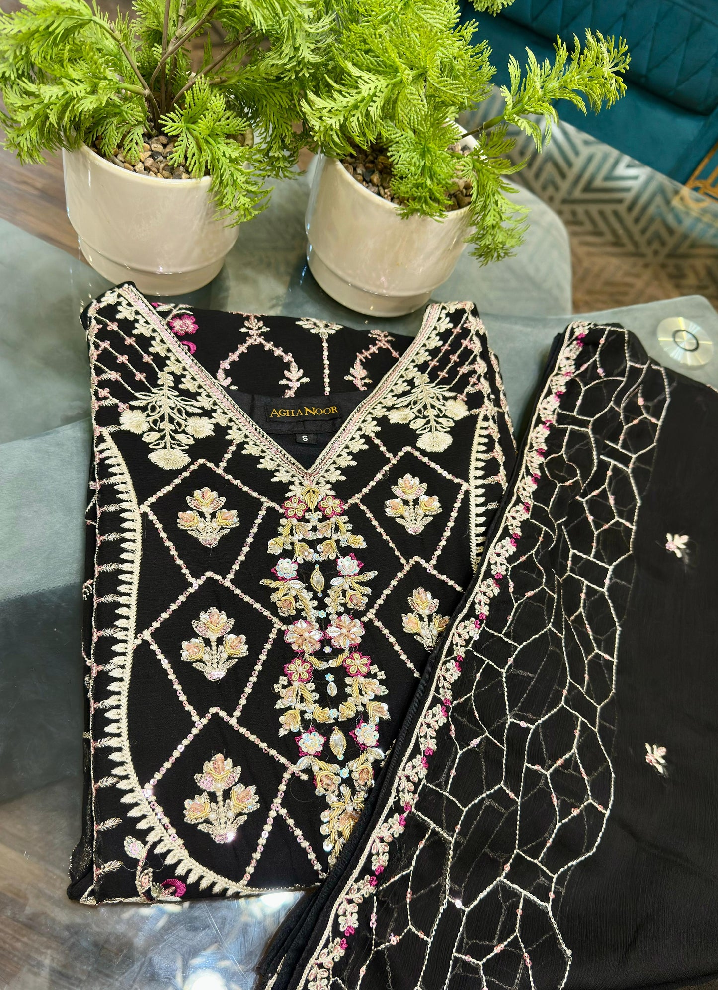 3 Piece - Chiffon Embroidered Suit