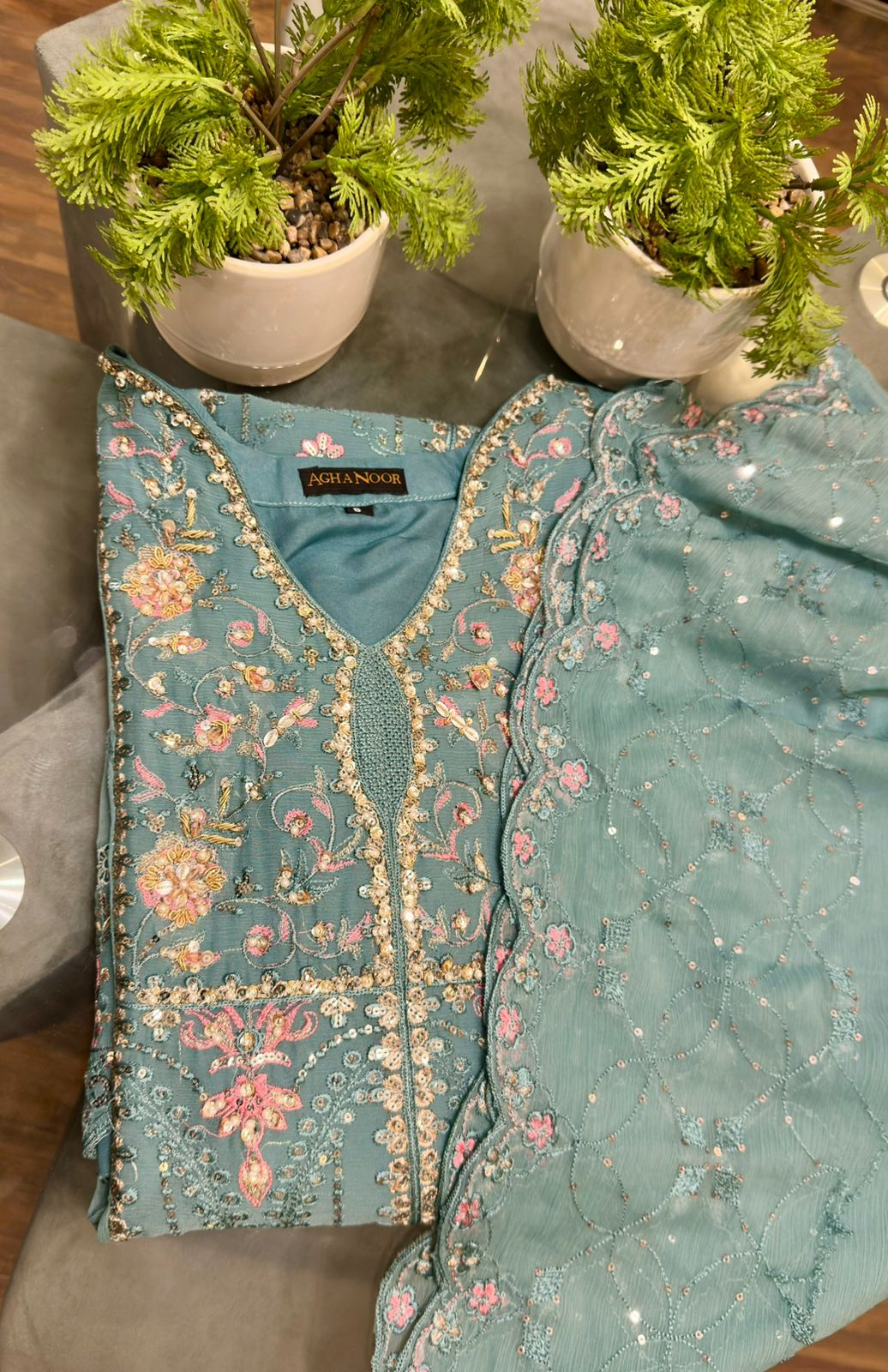 3 Piece - Chiffon Embroidered Suit