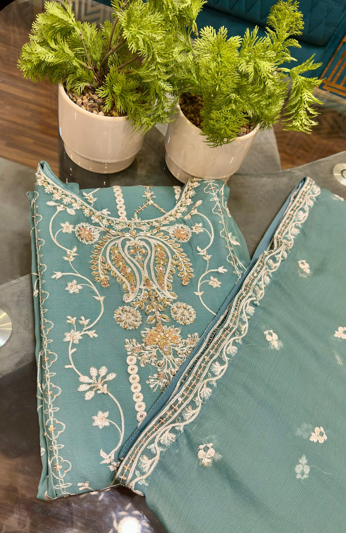 3 Piece - Chiffon Embroidered Suit