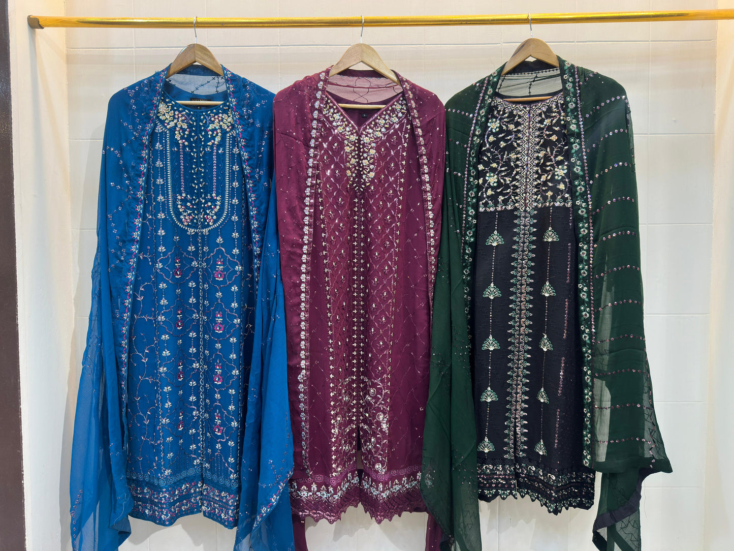 3 Piece - Chiffon Embroidered Suit