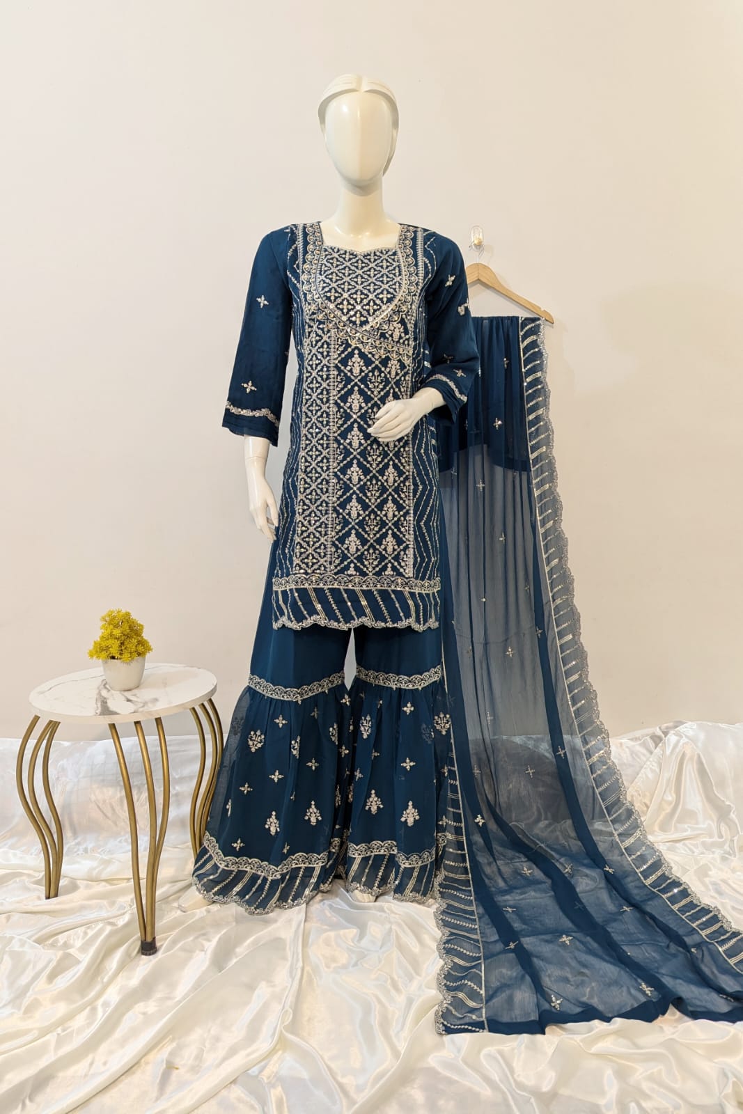 3 Piece - Chiffon Sharara Suit