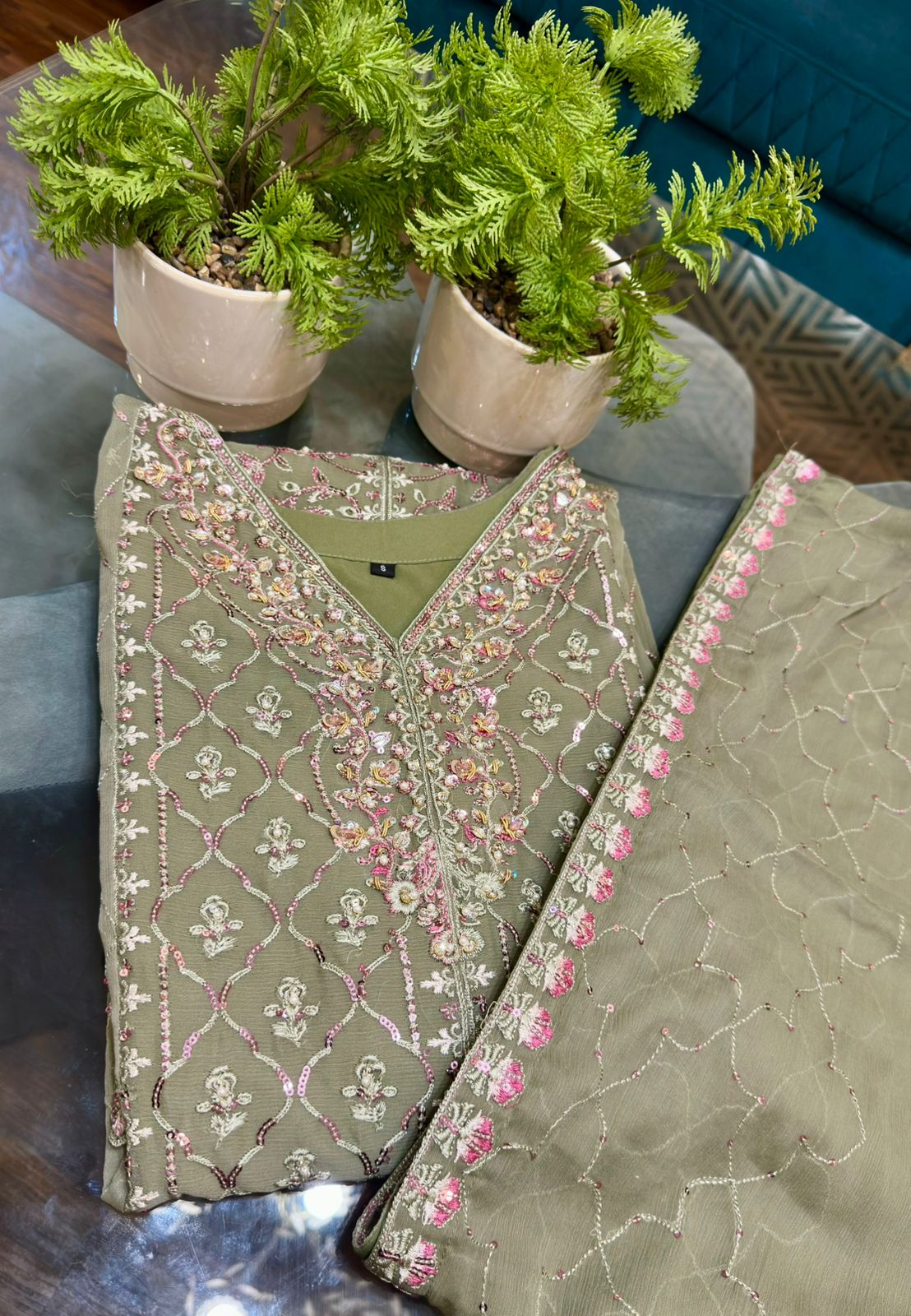 3 Piece - Chiffon Embroidered Suit