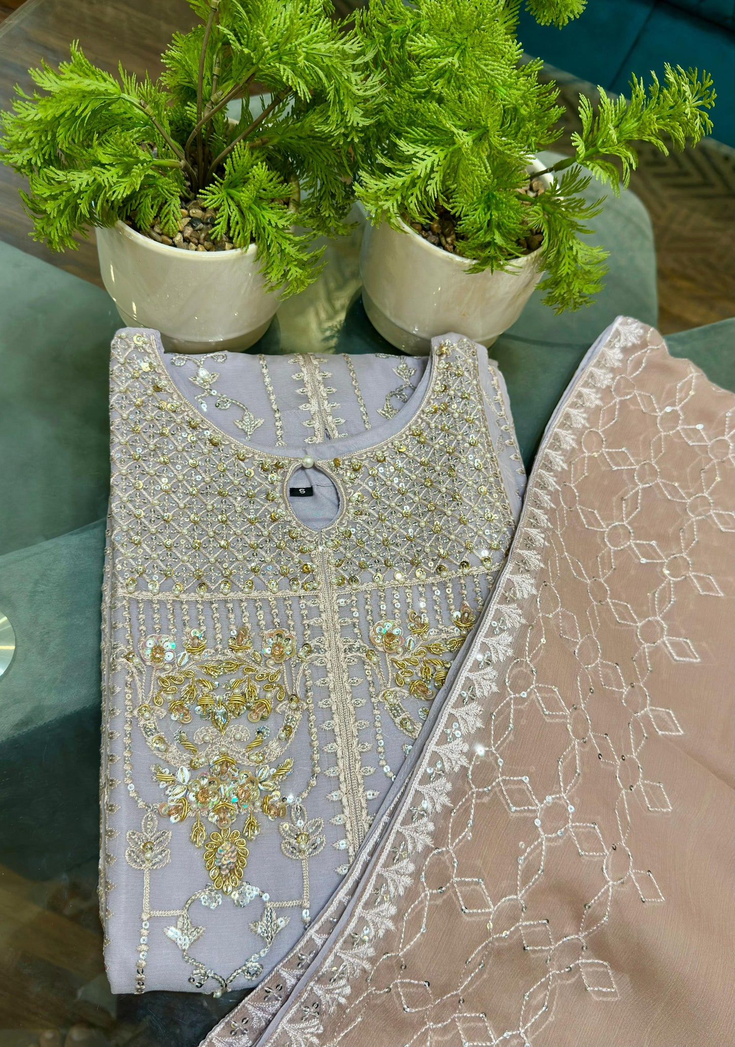3 Piece - Chiffon Embroidered Suit