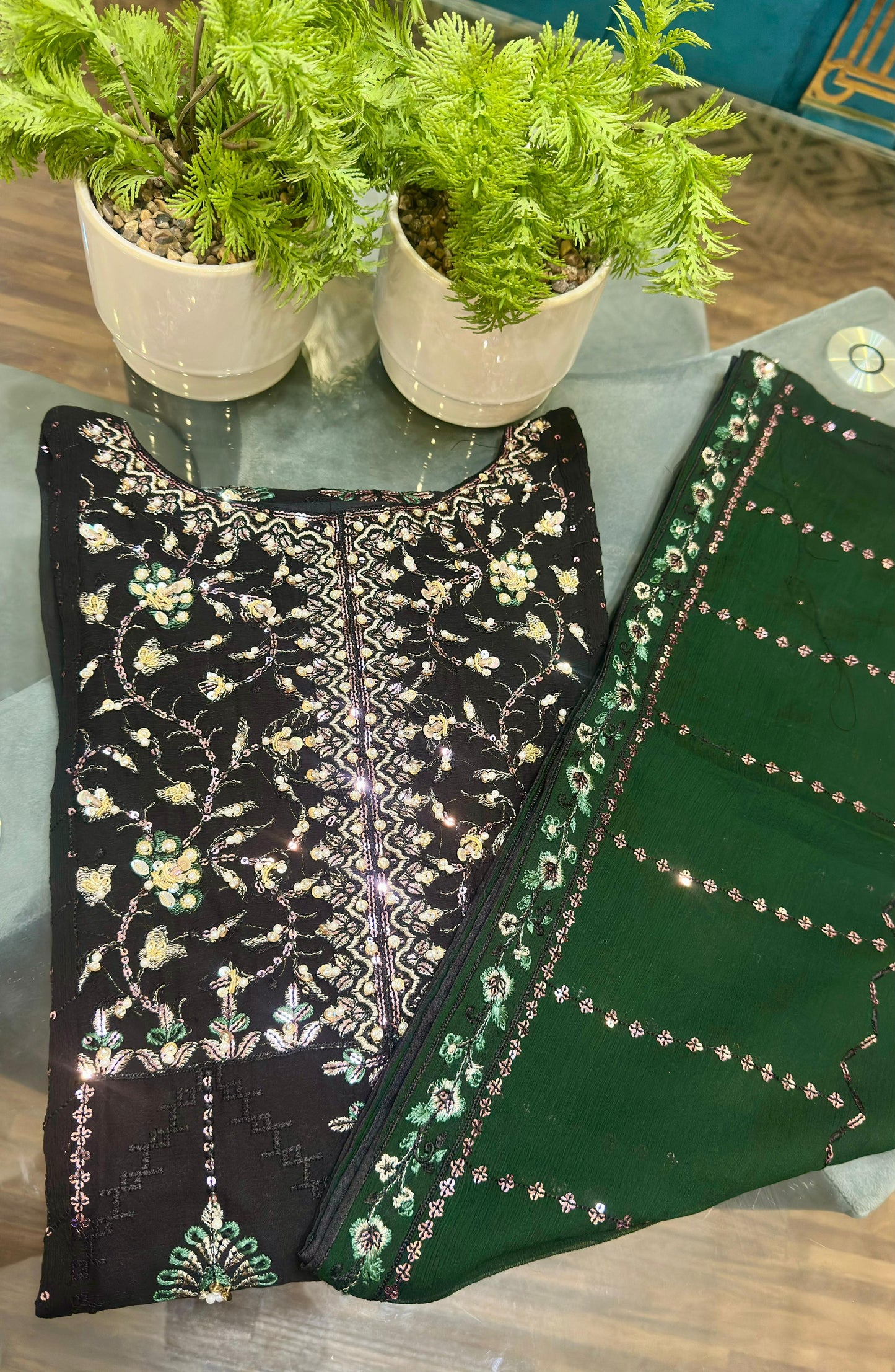 3 Piece - Chiffon Embroidered Suit