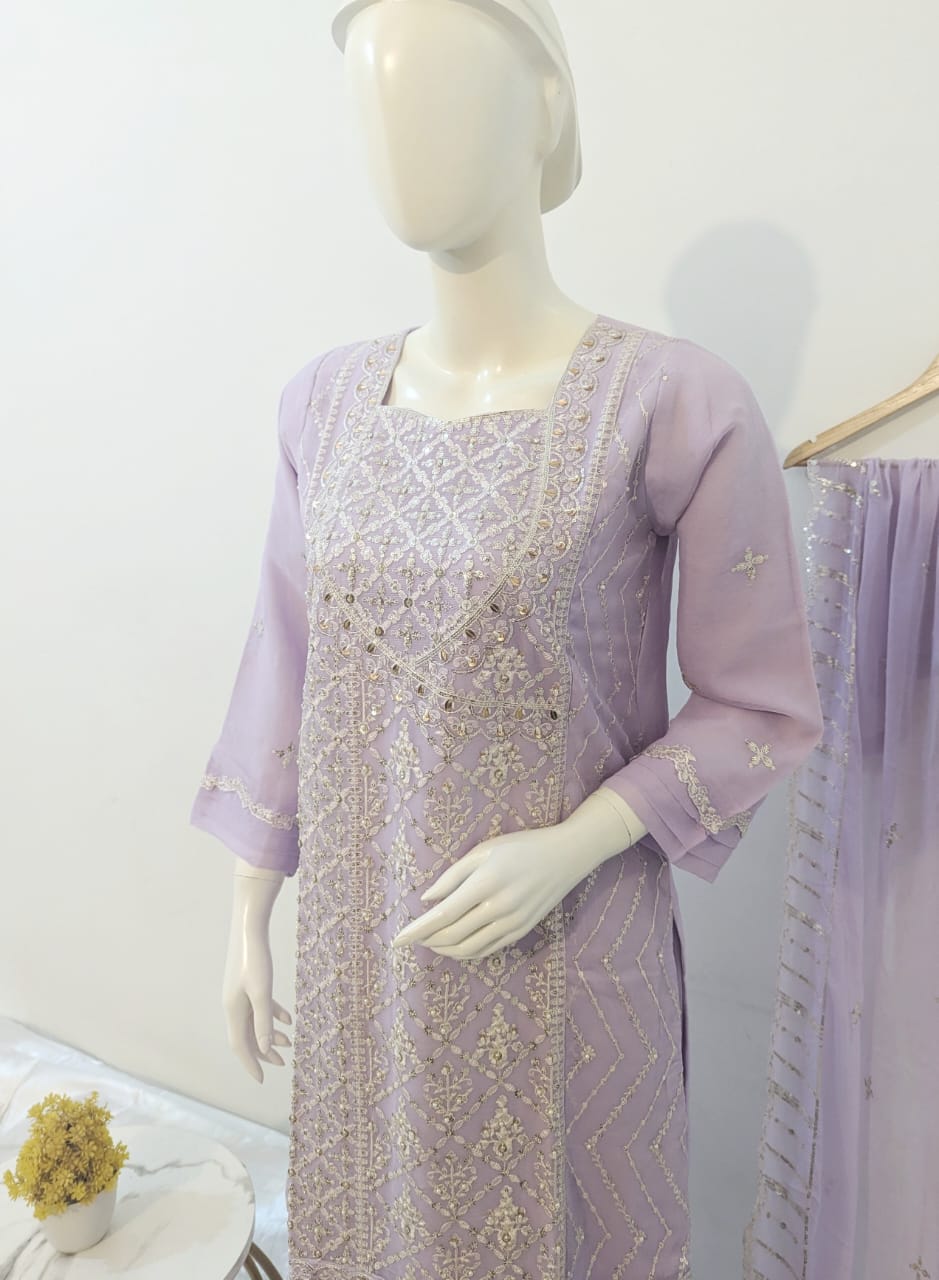 3 Piece - Chiffon Sharara Suit