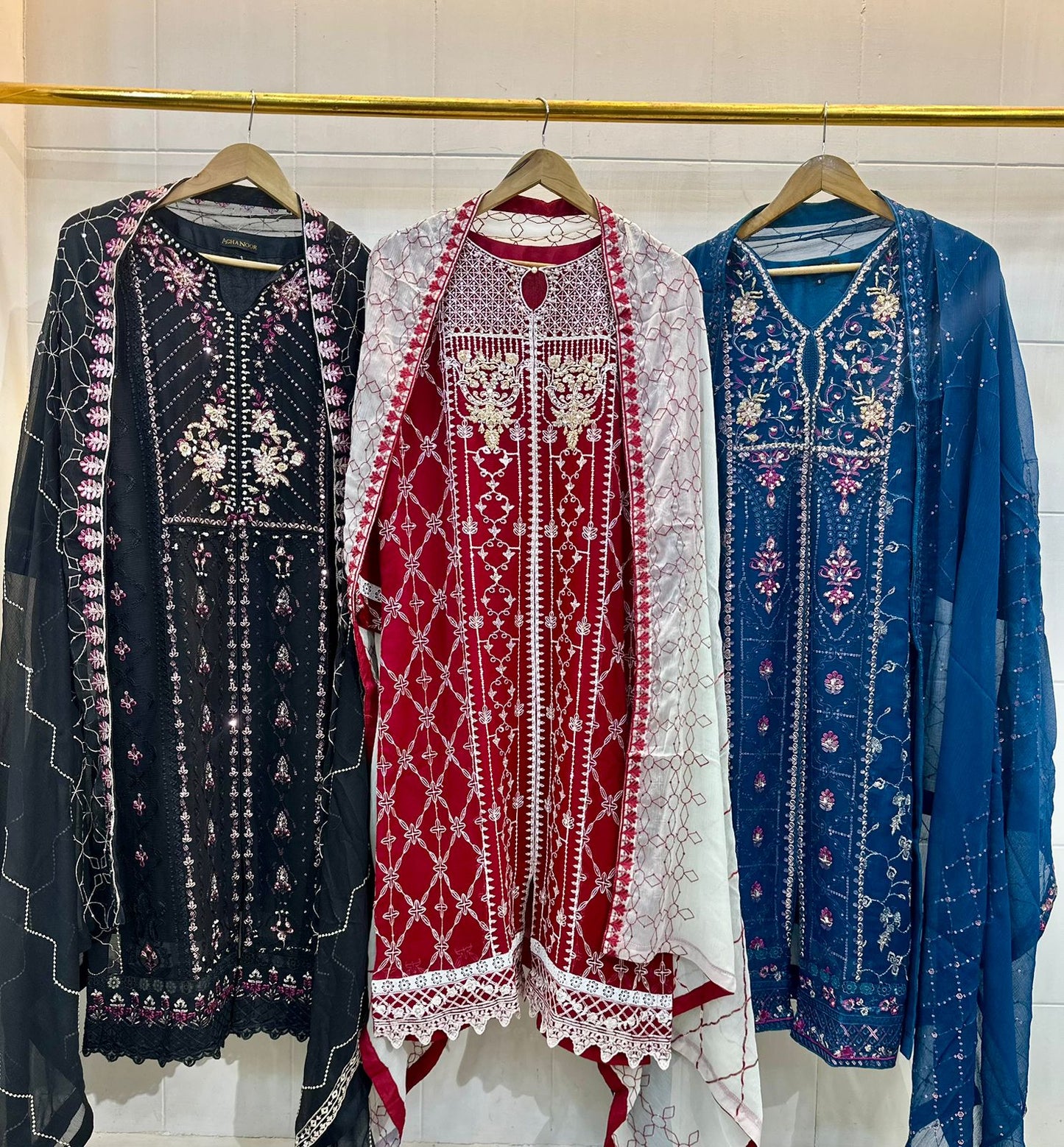 3 Piece - Chiffon Embroidered Suit