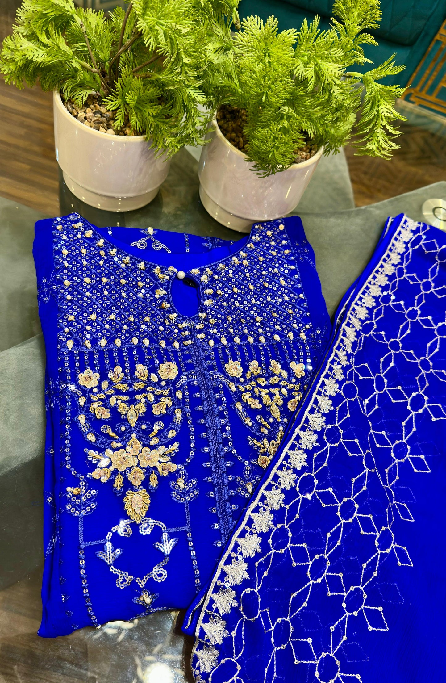 3 Piece - Chiffon Embroidered Suit