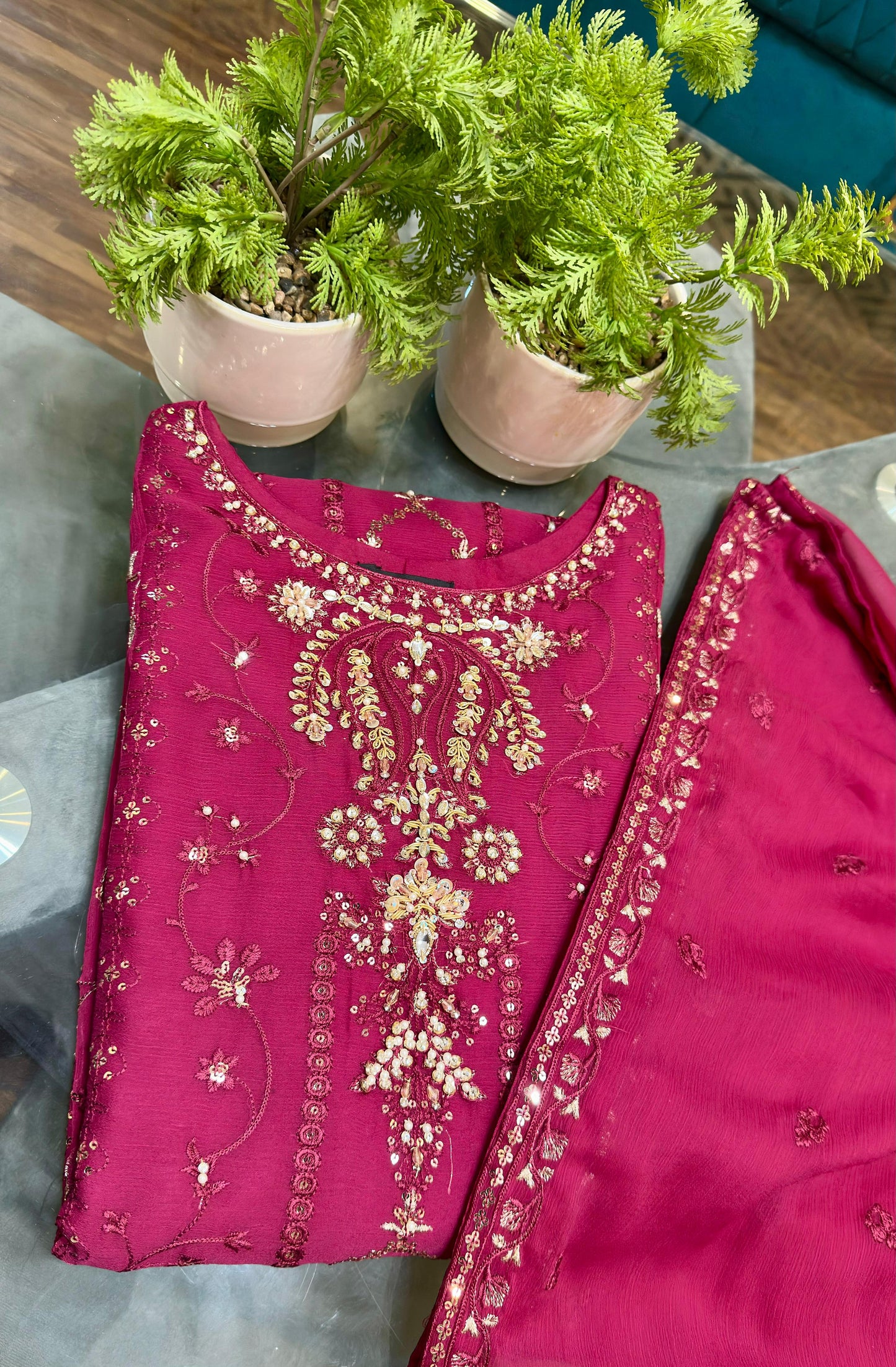 3 Piece - Chiffon Embroidered Suit