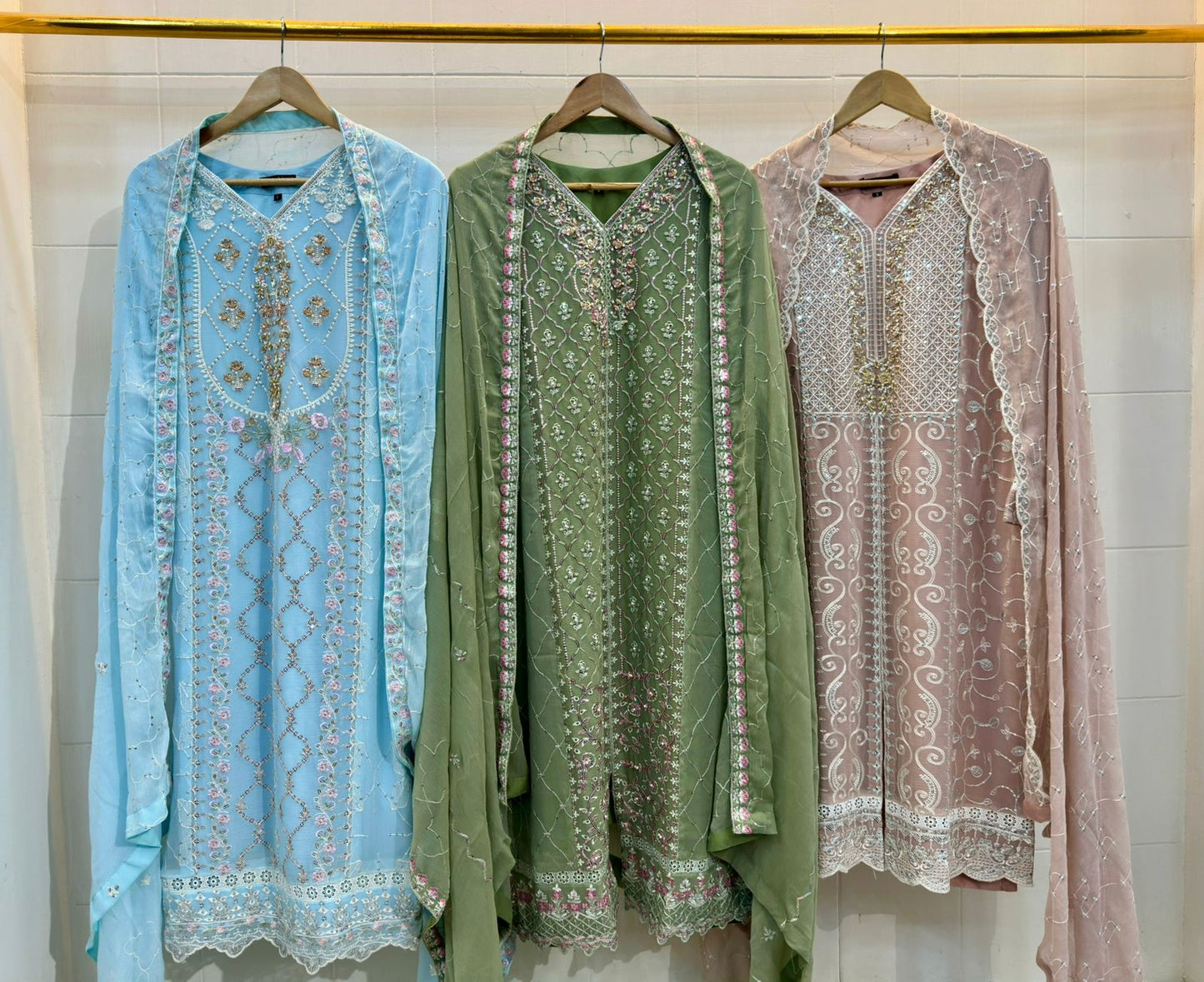 3 Piece - Chiffon Embroidered Suit
