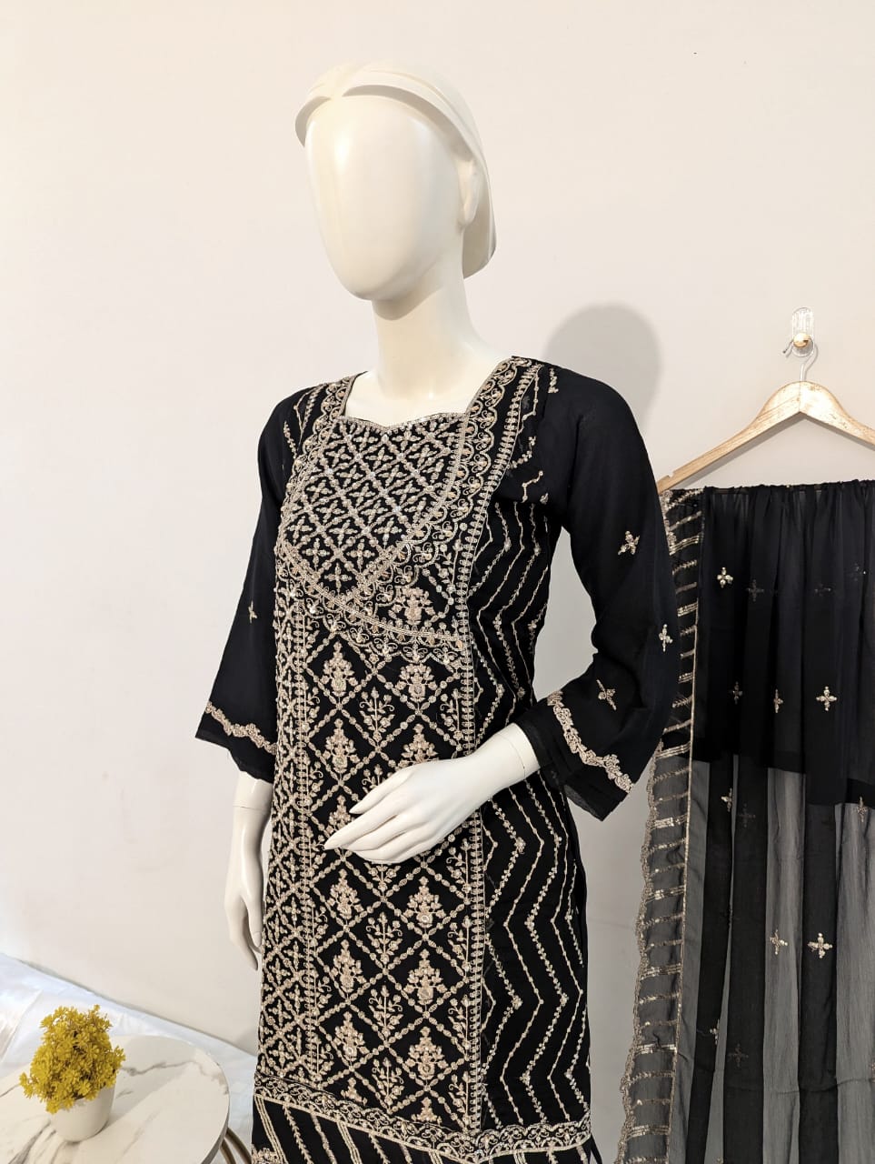 3 Piece - Chiffon Sharara Suit