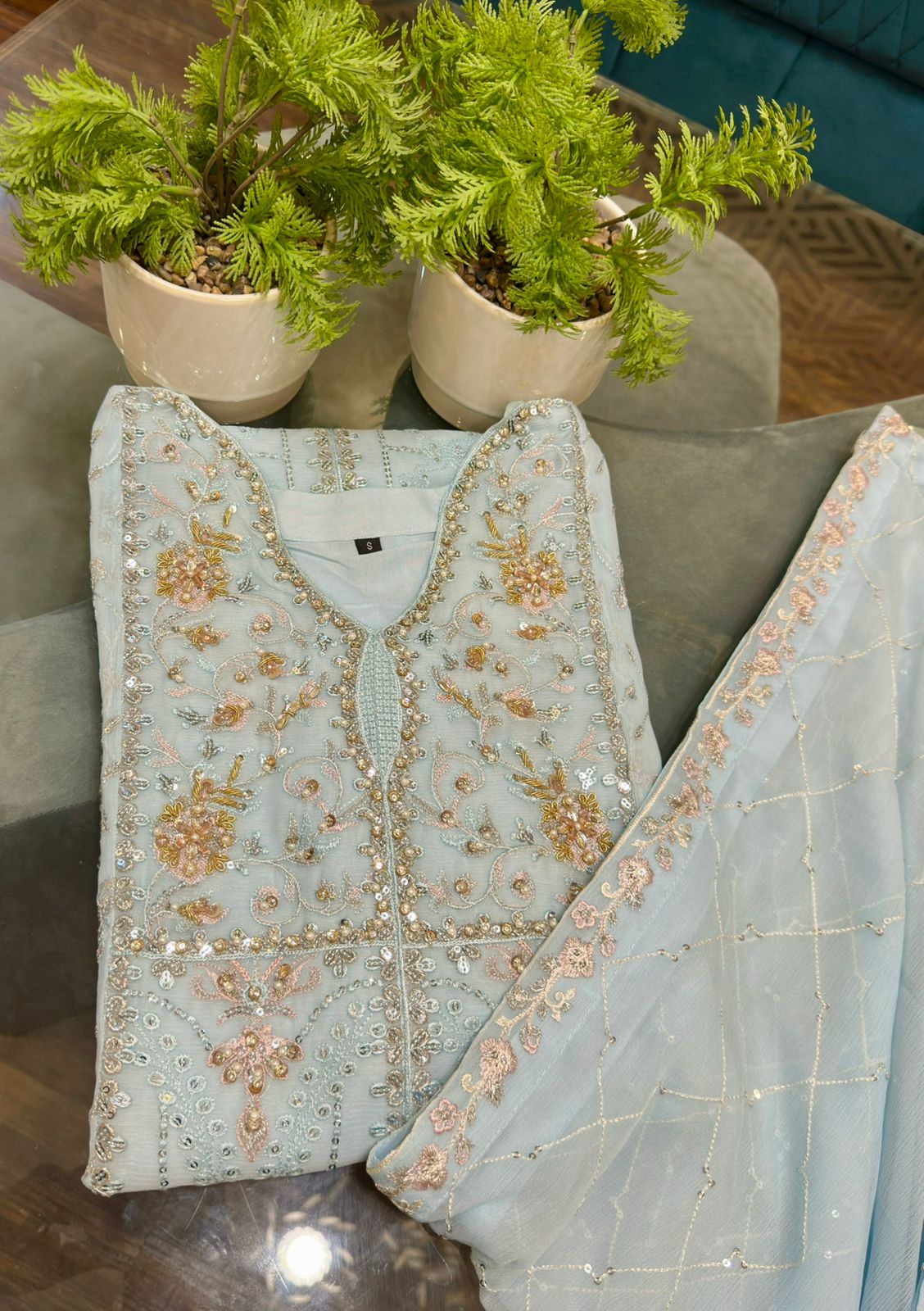 3 Piece - Chiffon Embroidered Suit